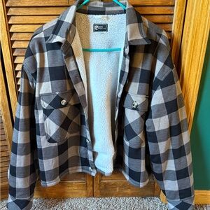 Plaid Sherpa-Lined Jacket